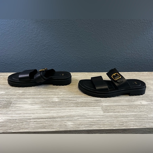 Zara Black Chunky Sole Sandals - Picture 2 of 9